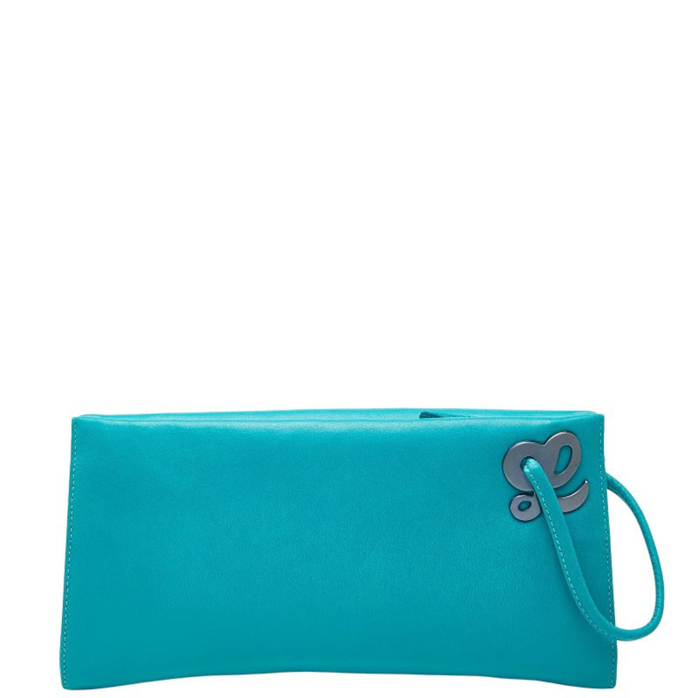 Loewe clutch bag blue green blue leather